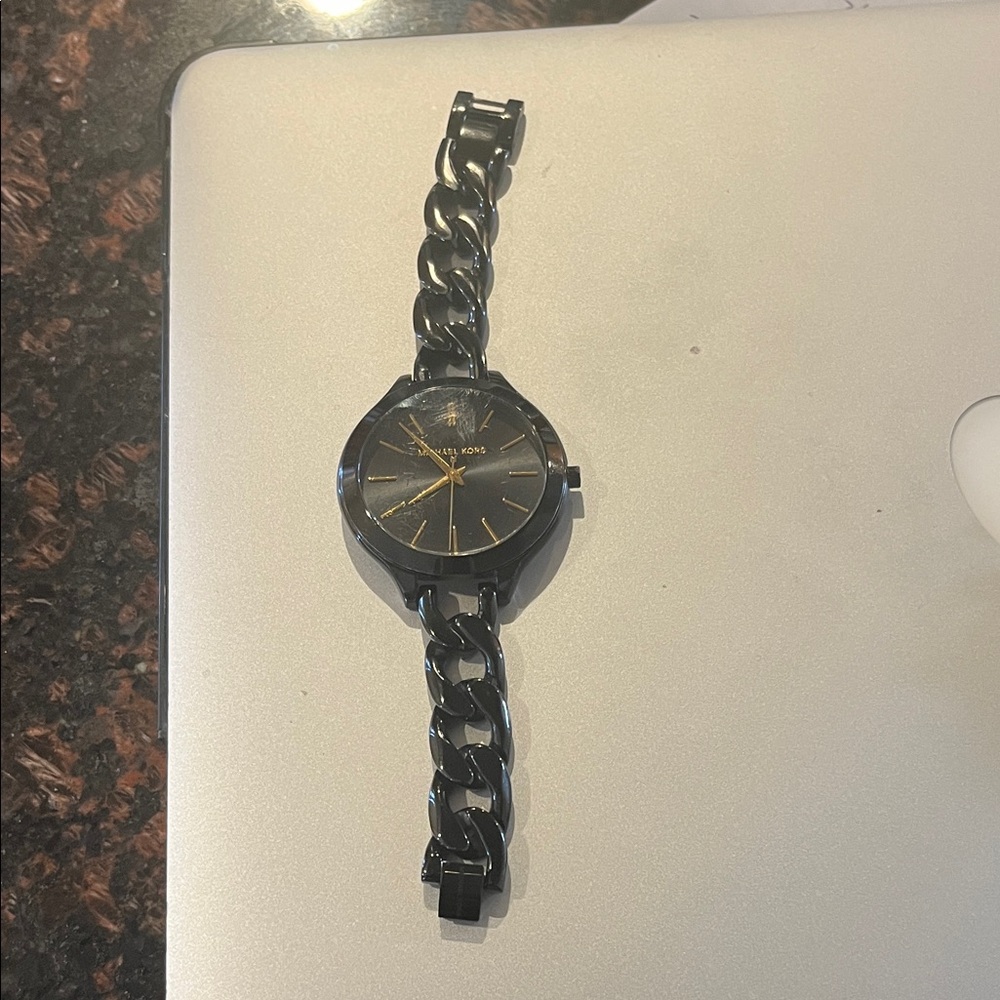 Michael Kors Black and Gold Chain Bracelet Watch